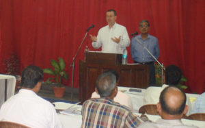 Randy Leinen preaching in Lucknow in 2012. (Mahavir bottom, right)